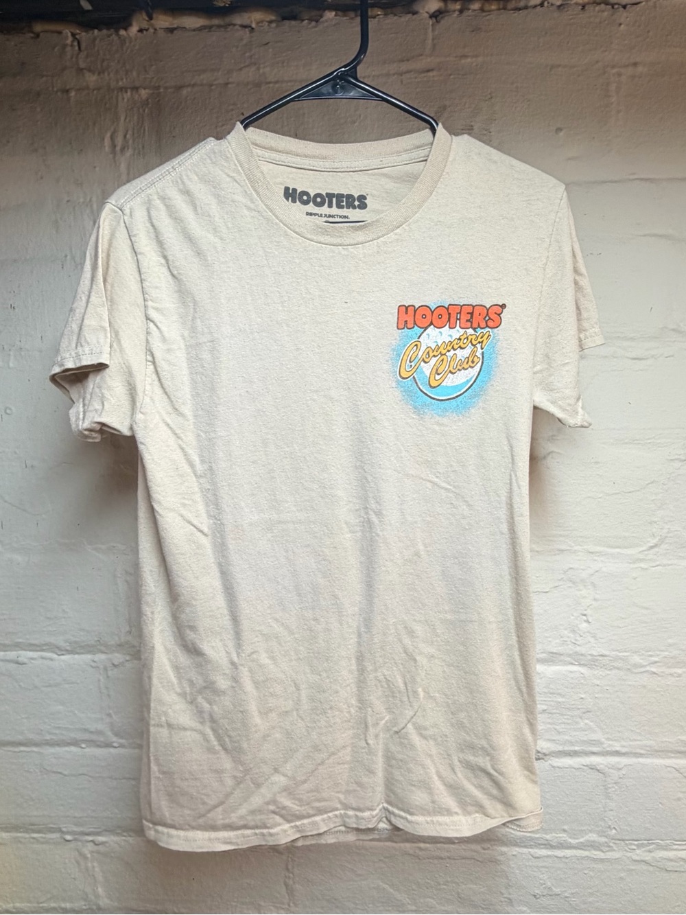Hooters Short-Sleeve Logo Tee with Orange and Blue Chest Graphic